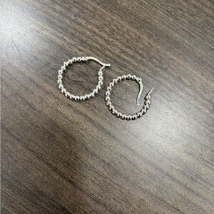 Elegant Silver Beaded Hoop Earrings $4